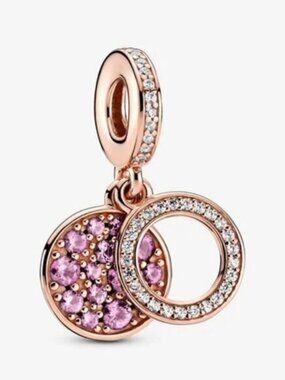 Pandora Sparkling Pink Disc Double Dangle Charm